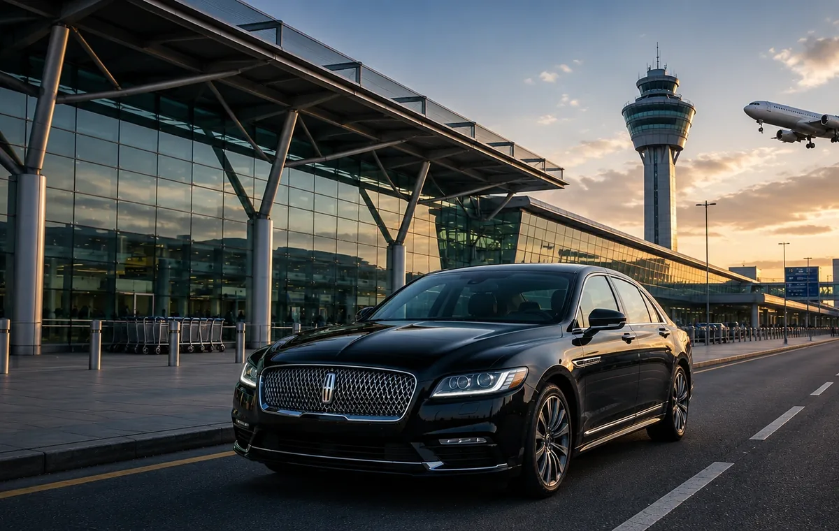 Airport terminal arrivals area used to explain chauffeur pickup planning